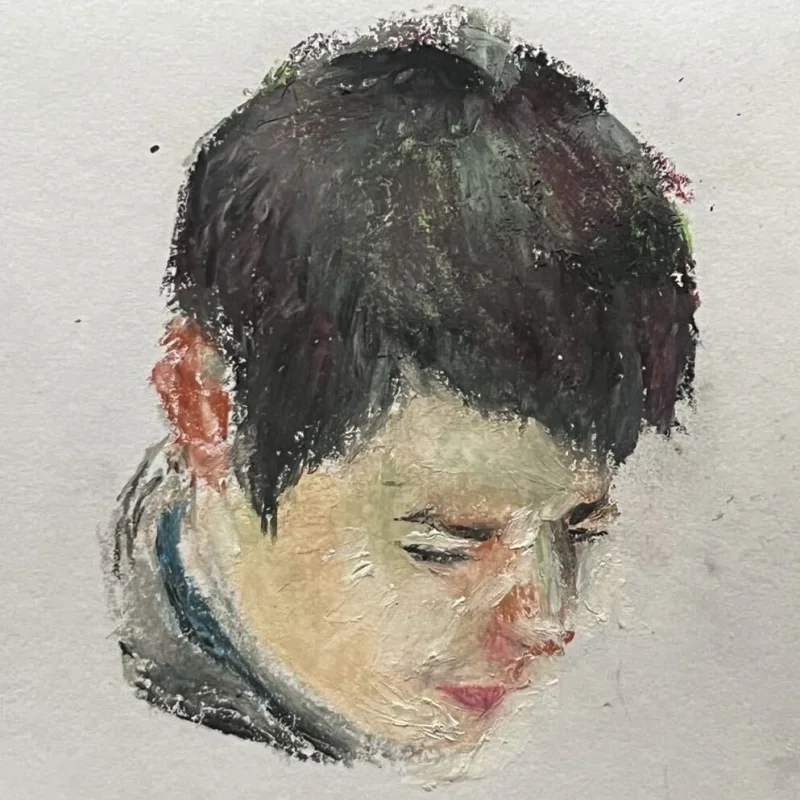 Hand-painted portrait of Ian
