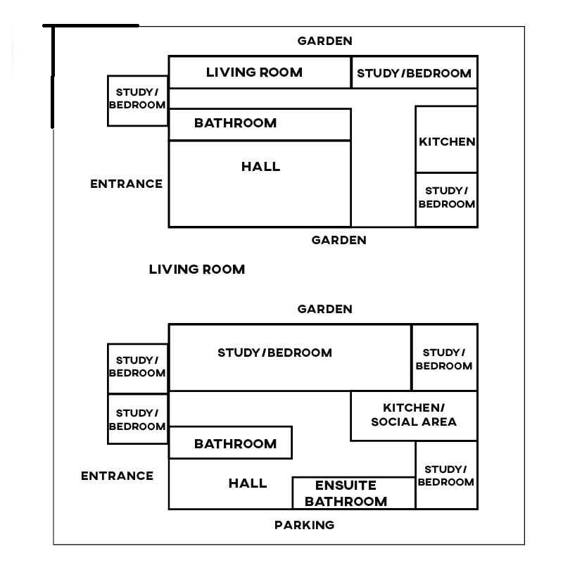 Map for an IELTS Academic Task 1 question about Home Redevelopment Plans.