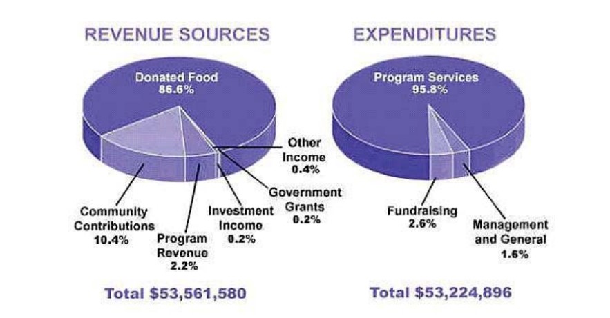 Pie chart for an IELTS Academic Task 1 question about US Children's Charity Revenue and Expenditure.